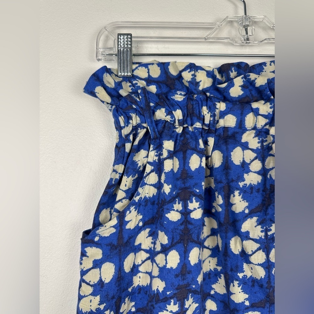 Anthropologie Paper Bag‎ Midi Skirt Porridge Lanai Blue Linen Cotton Women’s XS - Picture 3 of 9